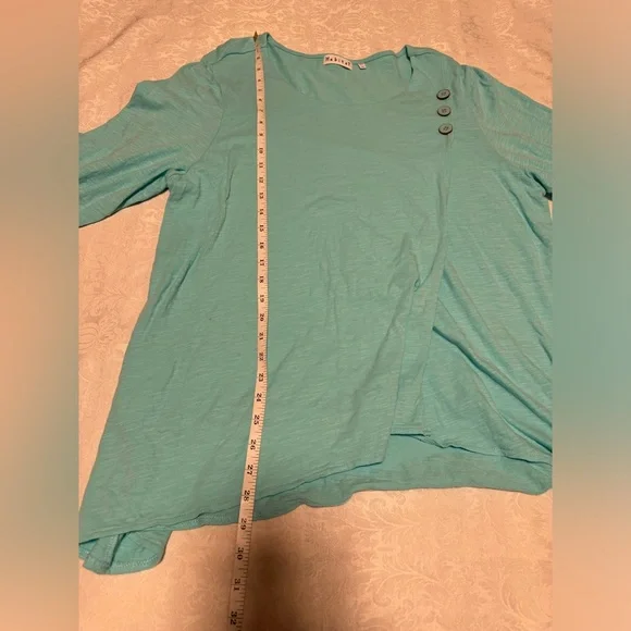 Habitat Blue Woman’s XL Cotton Long Sleeve Tunic Top Buttons Boho Scoopneck - Picture 7 of 8